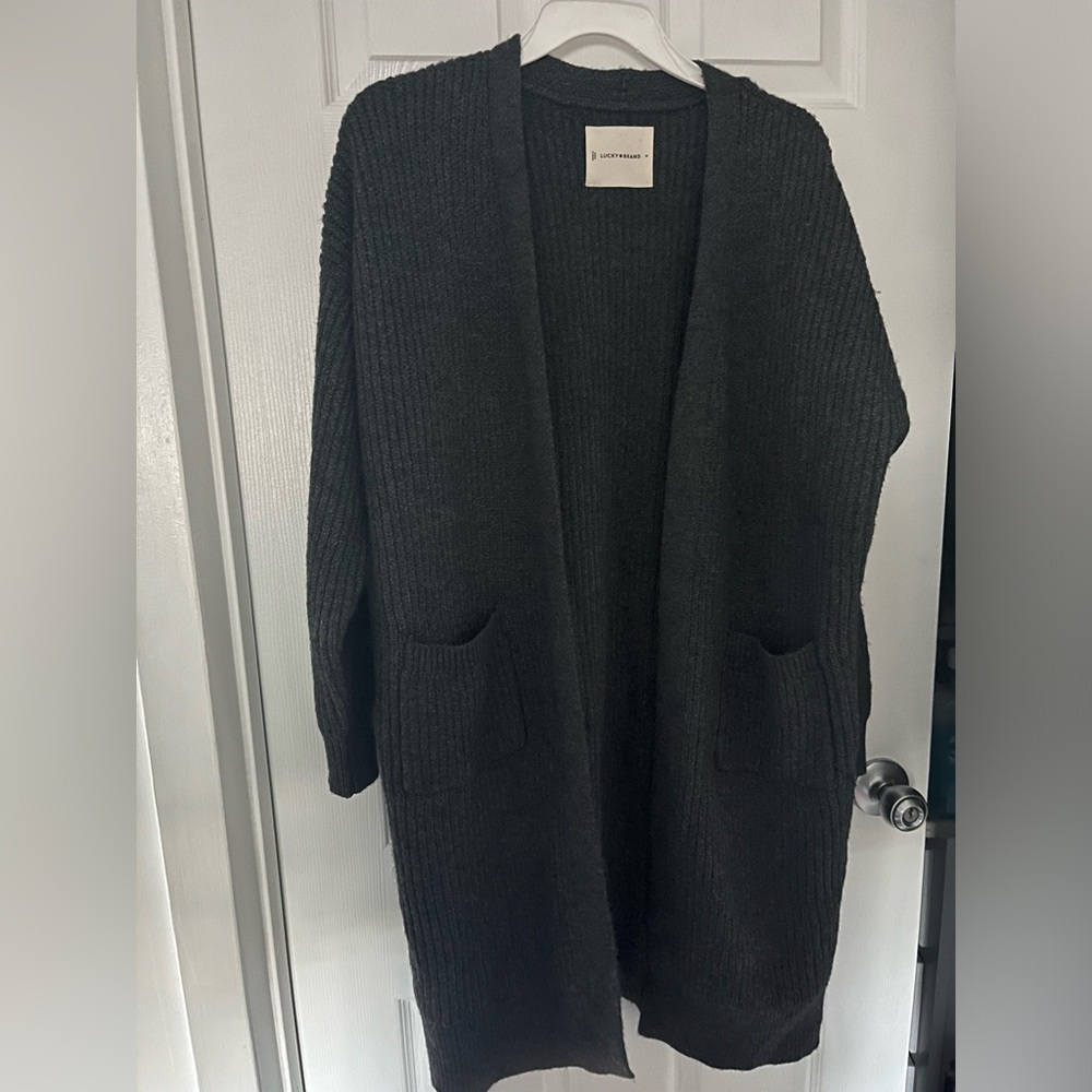 Dark gray duster cardigan